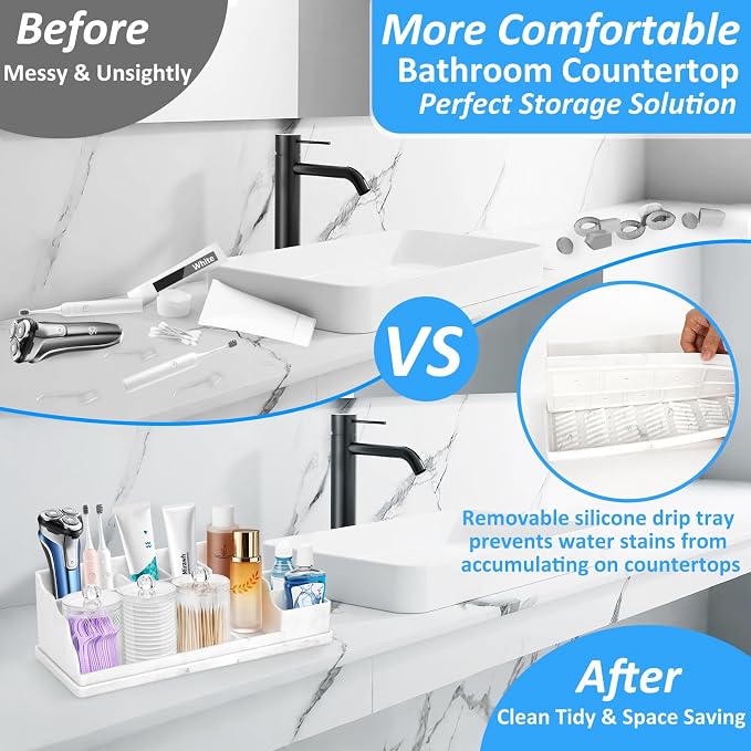 Bathroom Counter Organizer, Large White Silicone Toothbrush Holders - Image 2