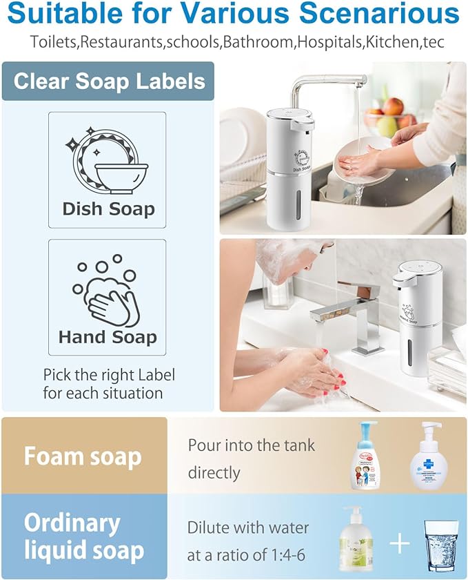 Automatic Foaming Soap Dispenser, 4-Level Adjustable Foam, Wall Mount, USB - Image 6