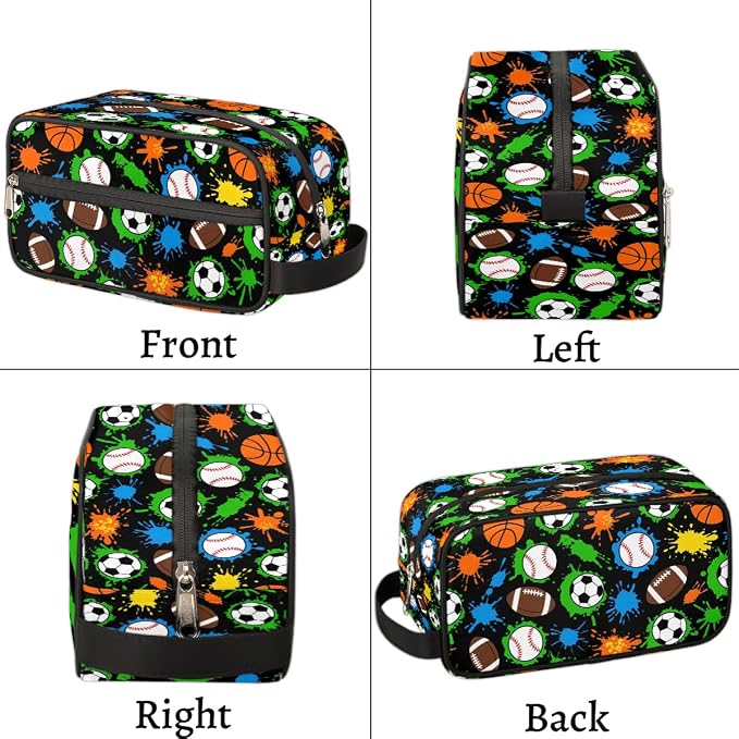Colorful Splashes Sports Balls Pattern Kids Toiletry Bag - Image 7