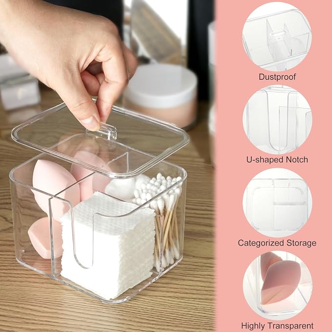 KIMCHOMERSE Qtip Holder, 4 Compartments Bathroom Canisters - Image 4