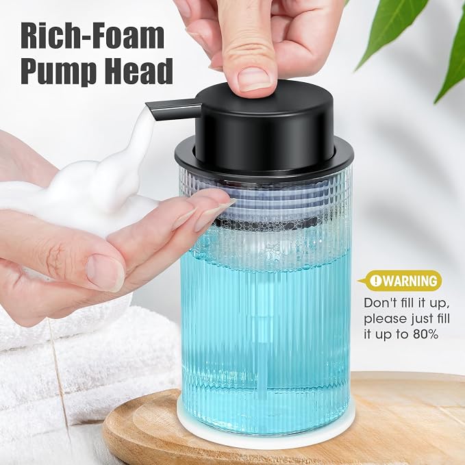 NiHome 14oz Multifunctional Glass Foaming Hand Soap Dispenser - Image 3