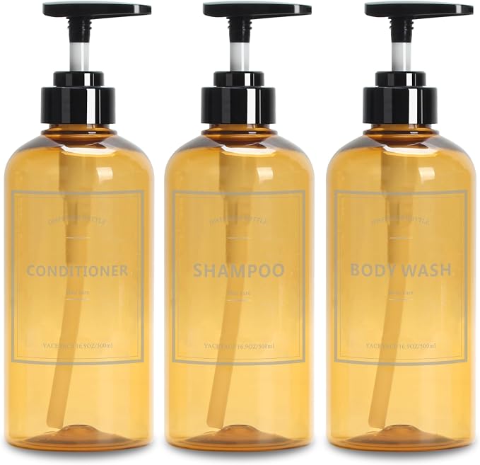 Soap Shower Dispenser, YACEYACE 3Pcs 16.9oz Soap Dispenser Bottles Set by YACEYACE