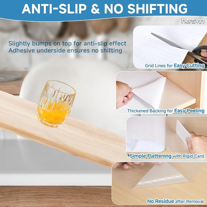 Hersvin Shelf Liners 10 in x 20 ft Self-Adhesive EVA Drawer Mats, Cupboard - Image 2