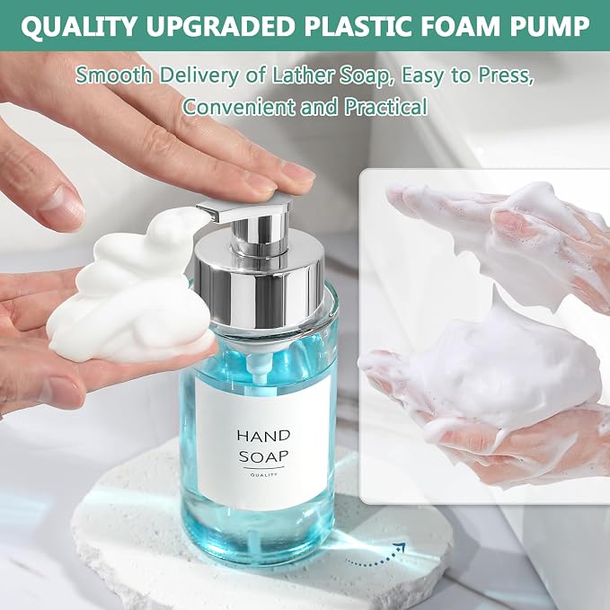 Glass Soap Dispenser, 10 oz/300ml Foaming Soap Dispenser, 4 Pack Foaming Hand - Image 6