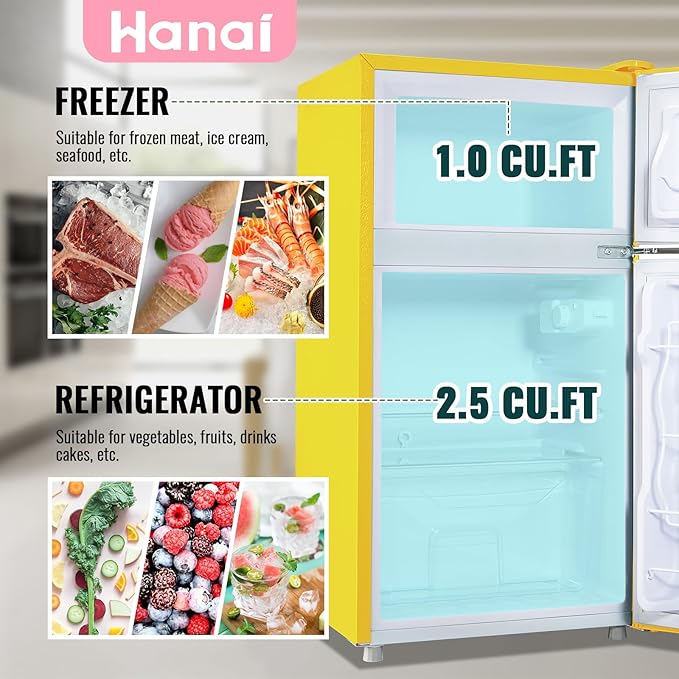 WANAI 3.5 Cu.ft Small Refrigerators Retro Mini Fridge - Image 2