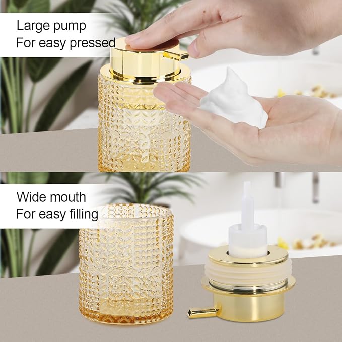 Amber Glass Foaming Soap Dispenser, Glass Lotion Container Bottle - Image 4