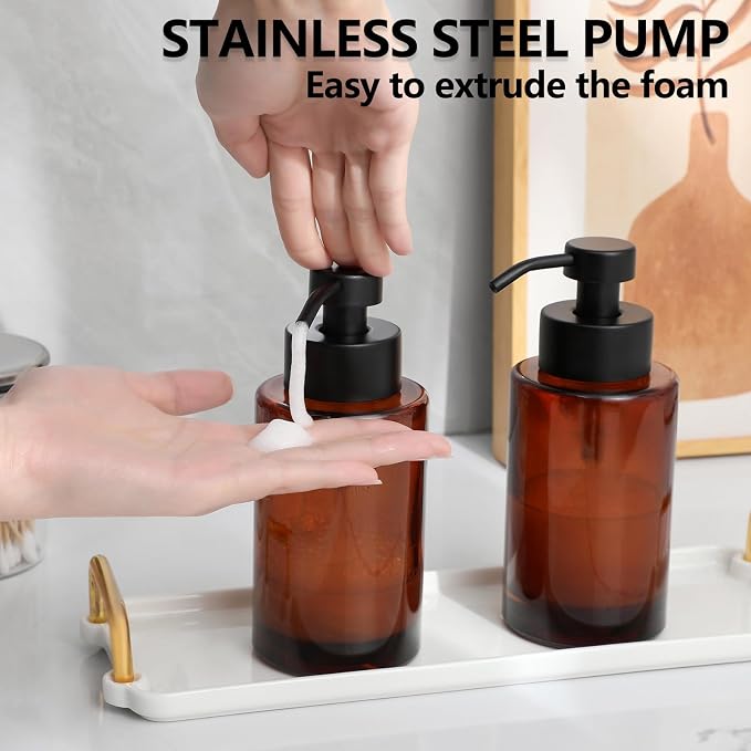 Foaming Soap Dispenser Set, 12 Oz Glass Hand Soap Dispenser - Image 4