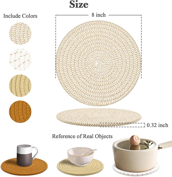 Trivets for Hot Dishes, 4 Pot Holders for Kitchen, Heat Resistant Mats for - Image 2