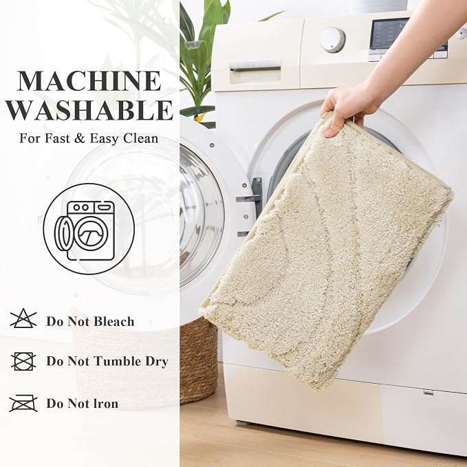 HEBE Bathroom Rugs Sets 5 Piece, Soft Absorbent Microfiber Bath Mat - Image 6