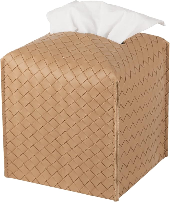 zoocatia Tissue Box Cover PU Leather Tissue Holder Square Facial Tissue Case by zoocatia