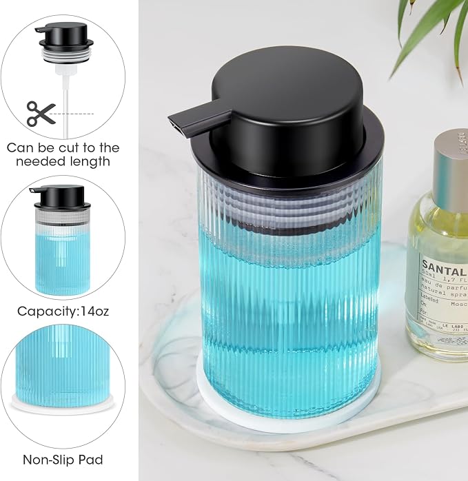 NiHome 14oz Multifunctional Glass Foaming Hand Soap Dispenser - Image 5