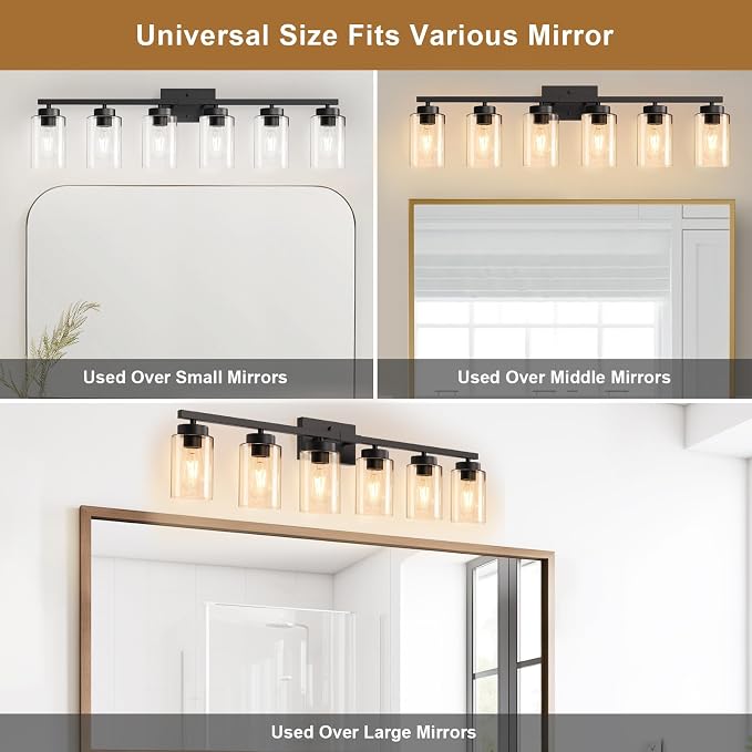 IZORRO Modern Bathroom Light Fixtures, 6 Light Black Vanity Lights, Bathroom - Image 9
