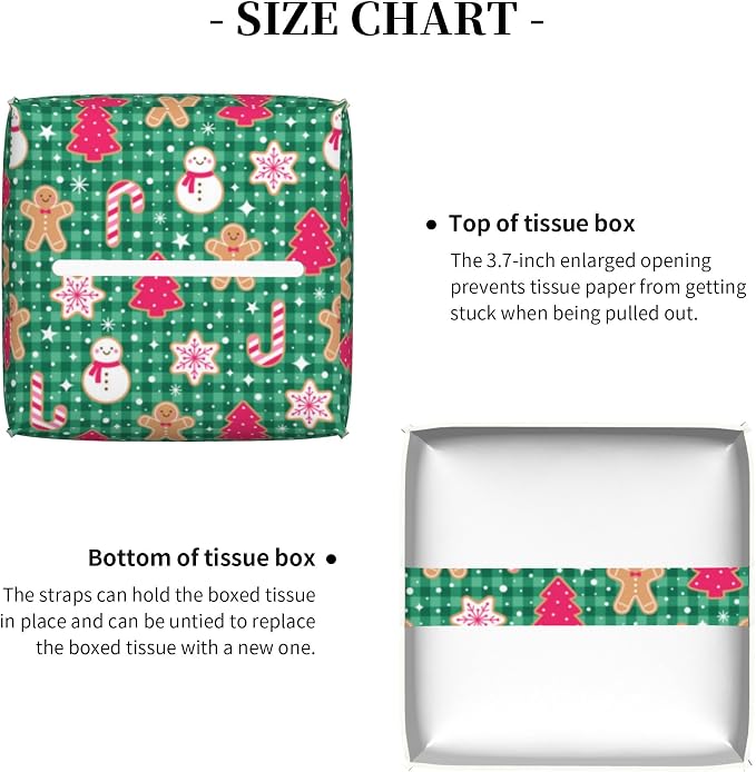 Christmas Gingerbread and Snowman Tissue Box Cover Square, Merry Christmas - Image 5
