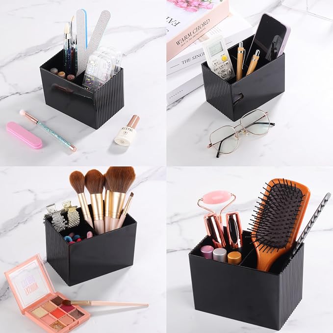 Ohlove Qtip Holder with Bamboo Lids, 3 Compartments Cotton Ball/Swabs Dispenser - Image 5