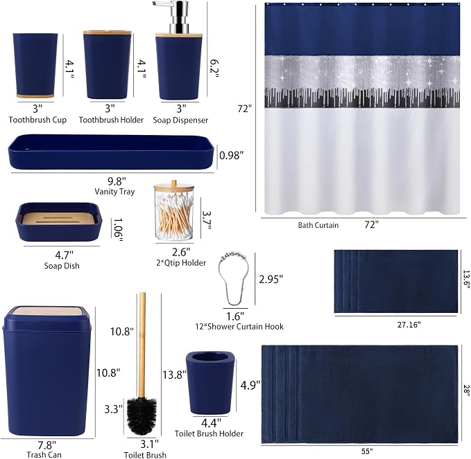 Bathroom Accessories Set with Sequin Shower Curtain, Towel Set, Shower Curtain - Image 7