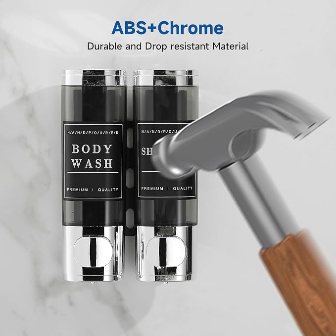 Shower Soap Dispenser 2 Chamber No Drill Wall-Mounted Shampoo Dispenser - Image 3