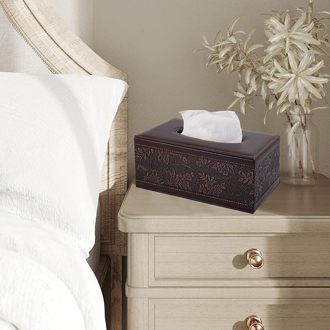 Antique PU Leather Tissue Box Holder Cover Rectangular Napkin Case Dispenser - Image 5