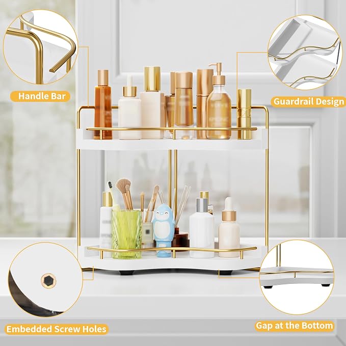2-Tier Corner Bathroom Counter Organizer - Image 3