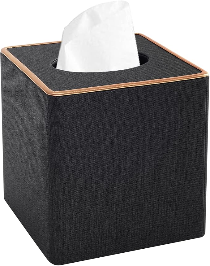 Tissue Box Cover Square Tissue Box Holder PU Leather Facial Organizer by XNONE