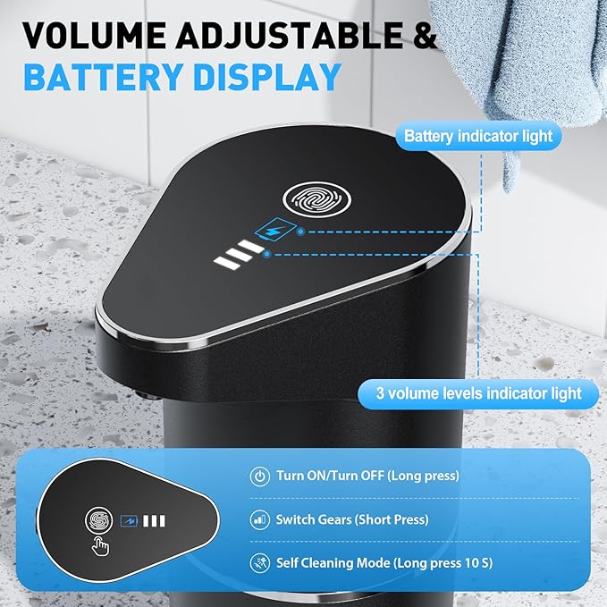 Automatic Soap Dispenser, Touchless Hand Wall Mount Rechargeable 3 Gear - Image 5