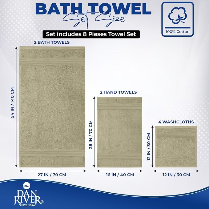 DAN RIVER 8 PC Luxury Bath Towels - Image 2