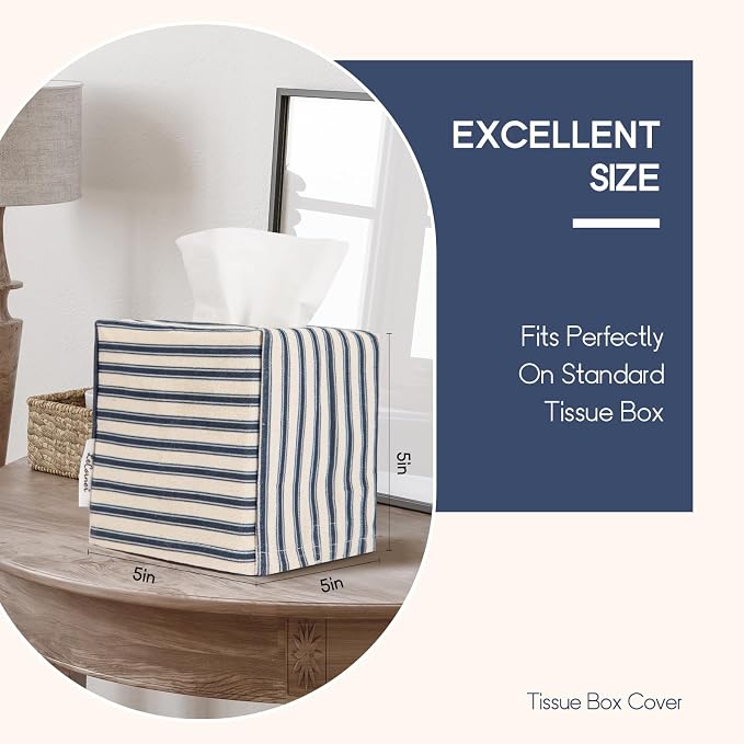 Tissue Box Cover, Fabric Tissue Box Holder Square, Stylish Toilet Paper Storage - Image 2