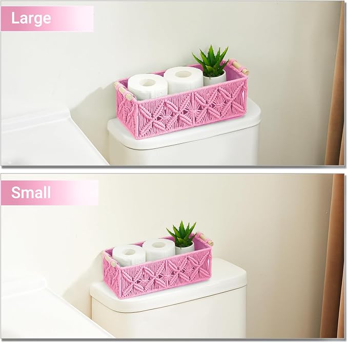 Nonam Macrame Storage Baskets, Boho Decor Style Woven Storage Boxes - Image 3