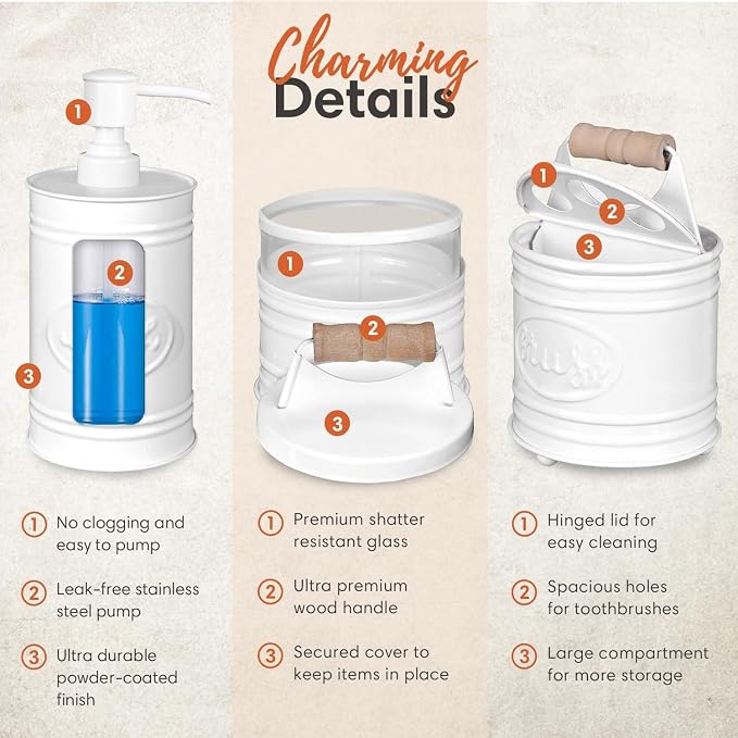 Autumn Alley White Bathroom Accessories Set 4 - Image 3