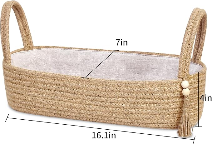 ABenkle Jute Rope Boho Storage Basket, Small Woven Bathroom Organizer, - Image 2