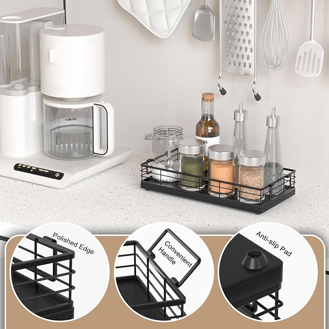 Toilet Paper Basket, 13 Inch Oak and Iron Tank Tray Top of Toilet Storage - Image 5
