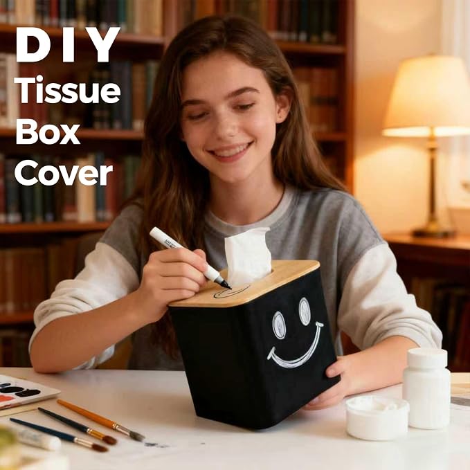 Black Tissue Box Cover, Square Tissue Box Holder - Image 8