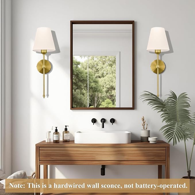 Bsmathom Wall Sconces Sets of 2, Hardwired Classic Brushed Brass Sconces Wall - Image 6