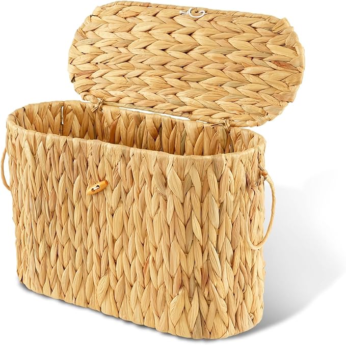 Toilet Paper Storage Basket, Water Hyacinth Toilet Paper Holder by Cyrabota