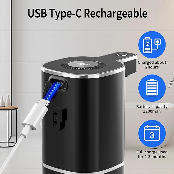 Automatic Foaming Soap Dispenser, Touchless Rechargeable Hand Soap Dispenser - Image 4