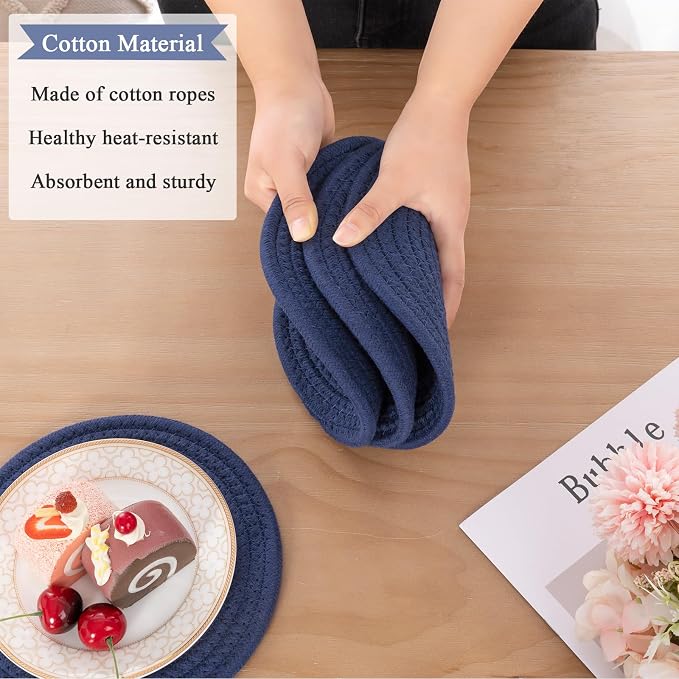 SHACOS 8 Inches Trivets for Hot Dishes, 4 Pieces Cotton Trivets Mats for Kitchen - Image 4