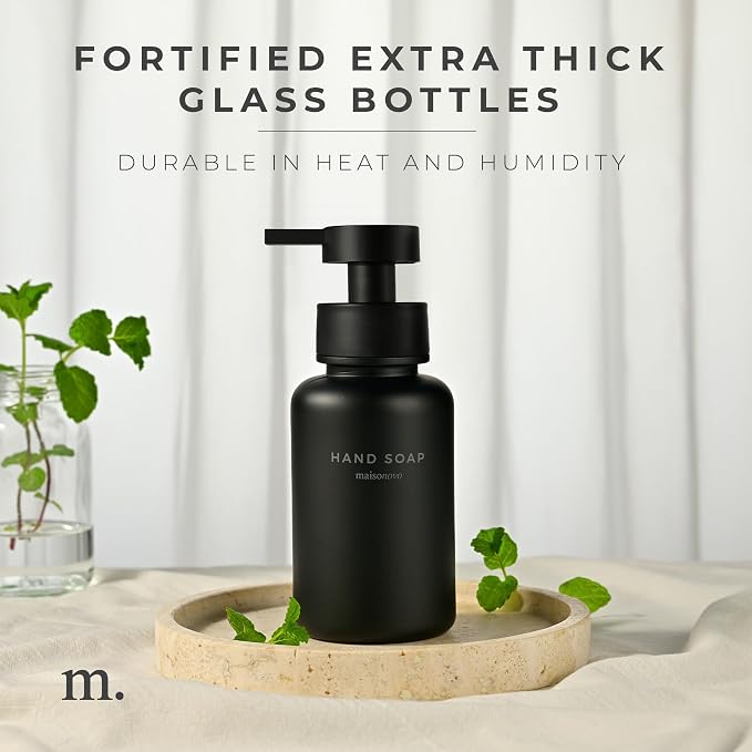MaisoNovo Glass Foaming Hand Soap Dispenser 14 Oz | Black Foaming Soap - Image 5