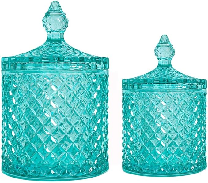 R FLORY 2 Pack Qtip Holder Glass Apothecary Jars by FLORY