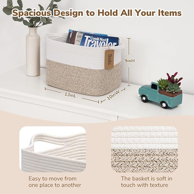 Goodpick Woven Storage Basket, Cotton Rope Basket - Image 3