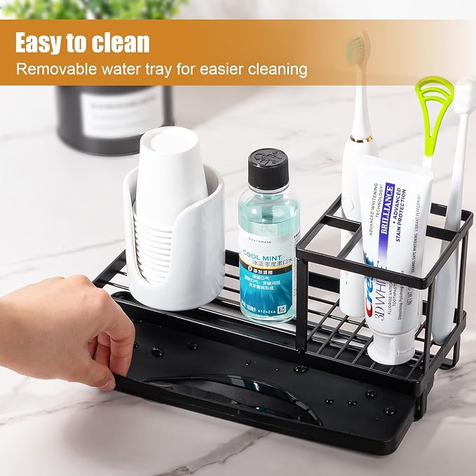 Toothbrush Holders for Bathrooms, Carbon Steel Tooth Brushing Holder Electric - Image 3