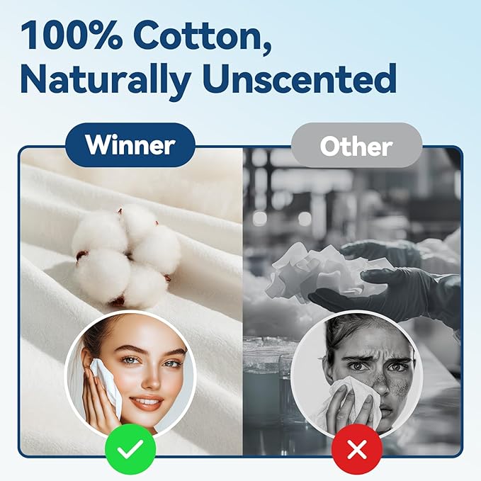 Winner Soft Face Towels, 100% USDA Biobased Facial Towels, Unscented Cotton - Image 6