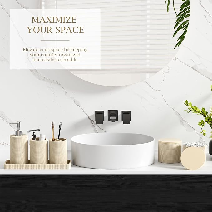 6-Piece Beige Bathroom Set - Image 6