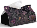 Black Floral Leather Tissue Box Cover Rectangle, Spring Flower Toilet Paper Box by PaJiaNi