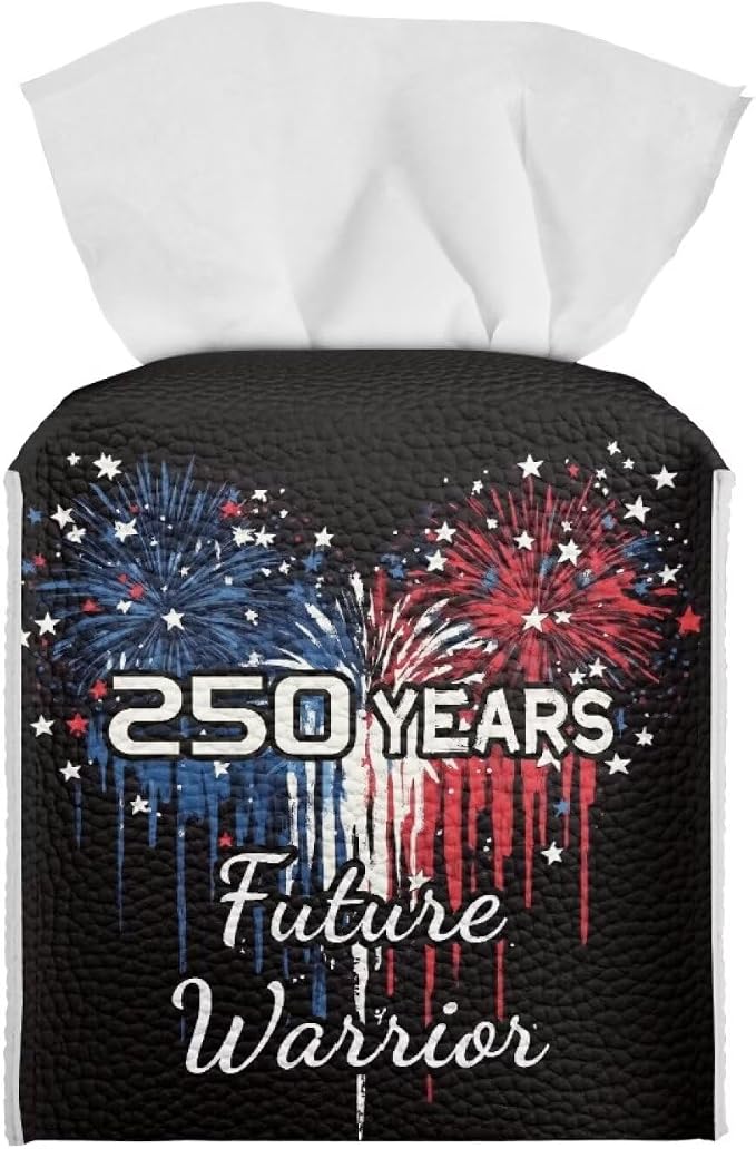 250 Years Liberty Tissue Box Holder Square PU Leather Tissue Organizer Case by Pzuqiu