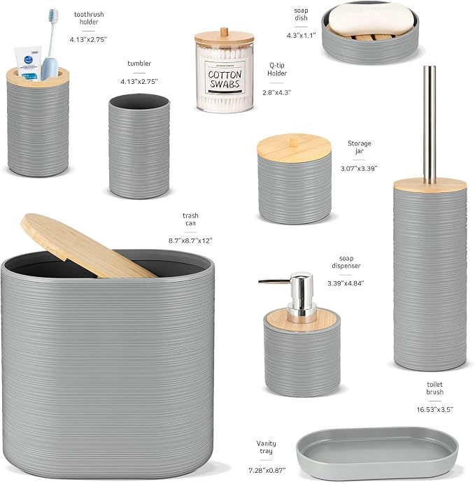IMAVO Bathroom Accessory Set-11Pcs Grey Bathroom Accessories Set - Image 2