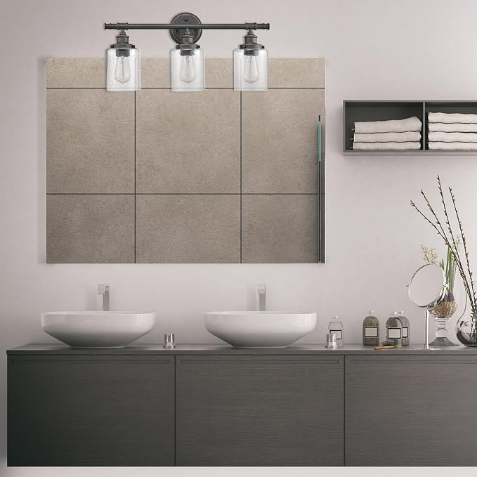 Globe Electric 51415 Camden 5-Piece All-in-One Bathroom Set, 3 Vanity Light - Image 2