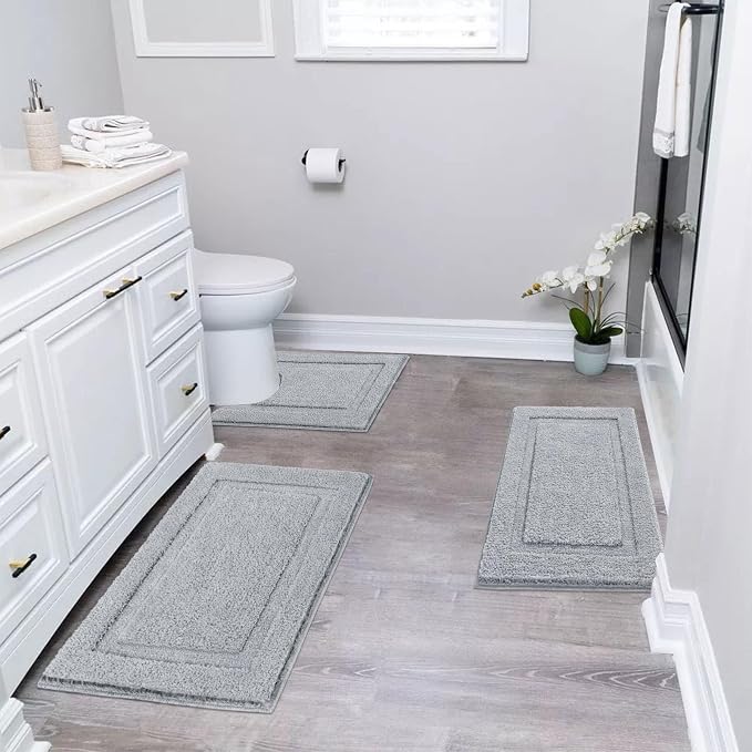 SHACOS Soft Fluffy Bathroom Rugs Set of 3 Pieces Bath Mats - Image 2