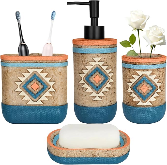 Bathroom Accessory Sets 4PCS Bathroom Accessories Set Complete Tribal Home by Unknown