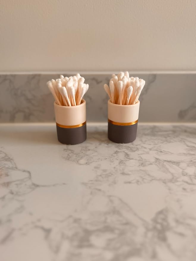 Qtip Holder - White/Navy with Gold Stripe - Q Tip Holder - Image 5