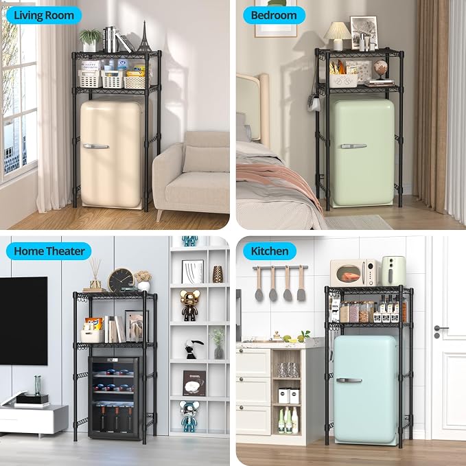 Mini Fridge Stand with Adjustable Shelf, 2 Tier Storage Rack Organizer - Image 8