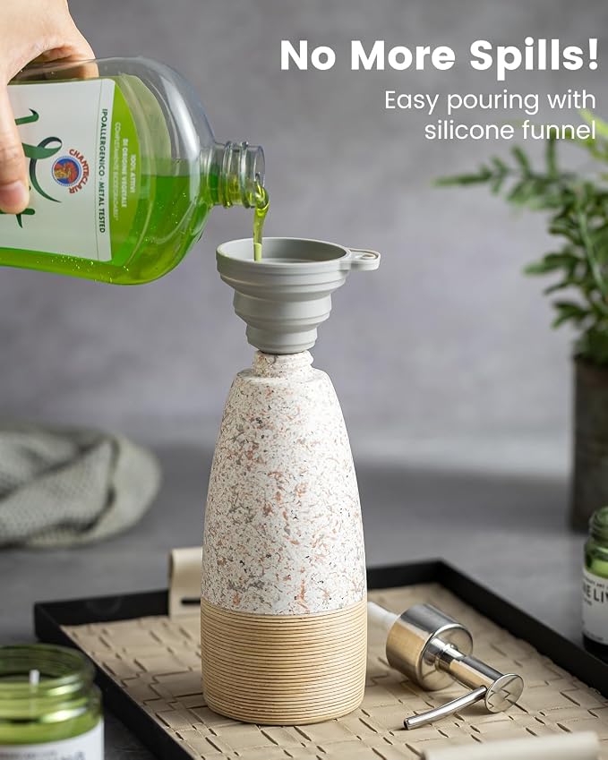 Soap Dispenser Set for Shower, Ceramic Refillable Soap Bottle for Shampoo - Image 5